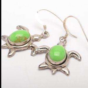 Green vintage turquoise turtle earrings